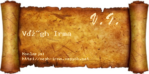 Végh Irma névjegykártya